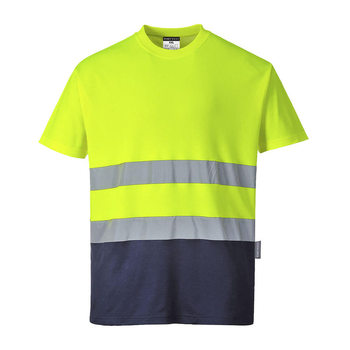 Tricou Bicolor din Bumbac Confort - Galben/Navy