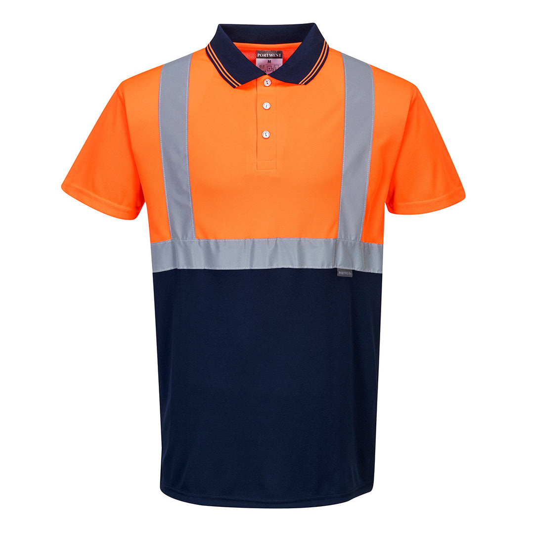Tricou Polo Doua tonuri. - Portocaliu/Navy