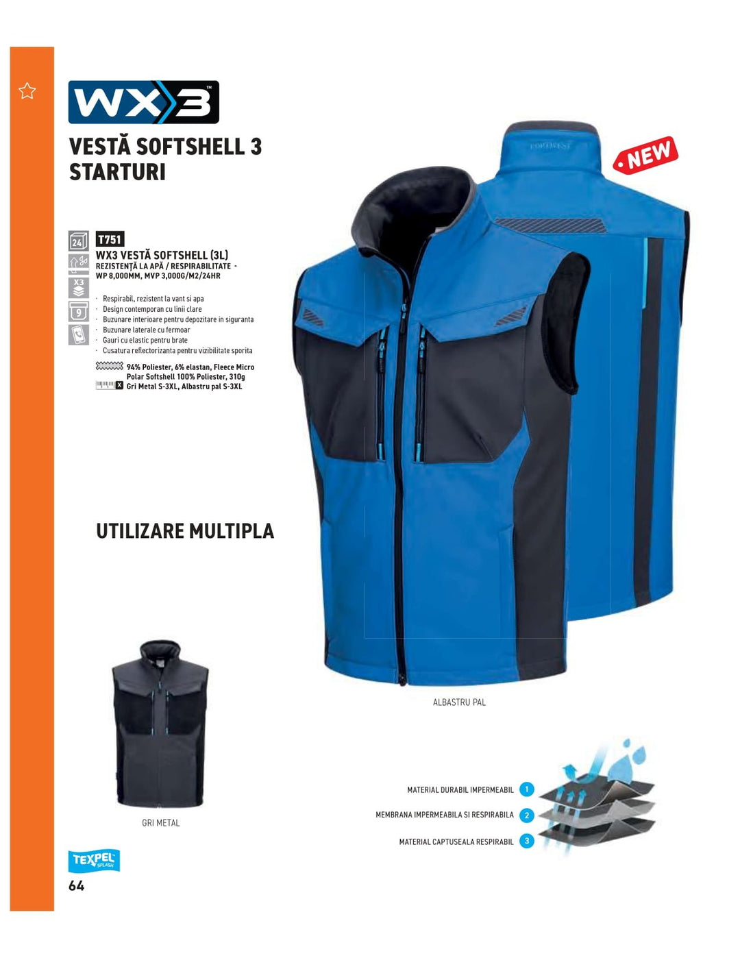 Vestă de lucru din softshell - Portwest T751